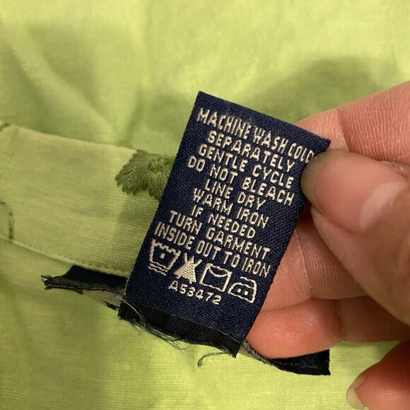 ButtonUp Top & CapriPants 2Pcs Set Denim & Co Green Embroidered Resort Lounge L - Picture 6 of 12